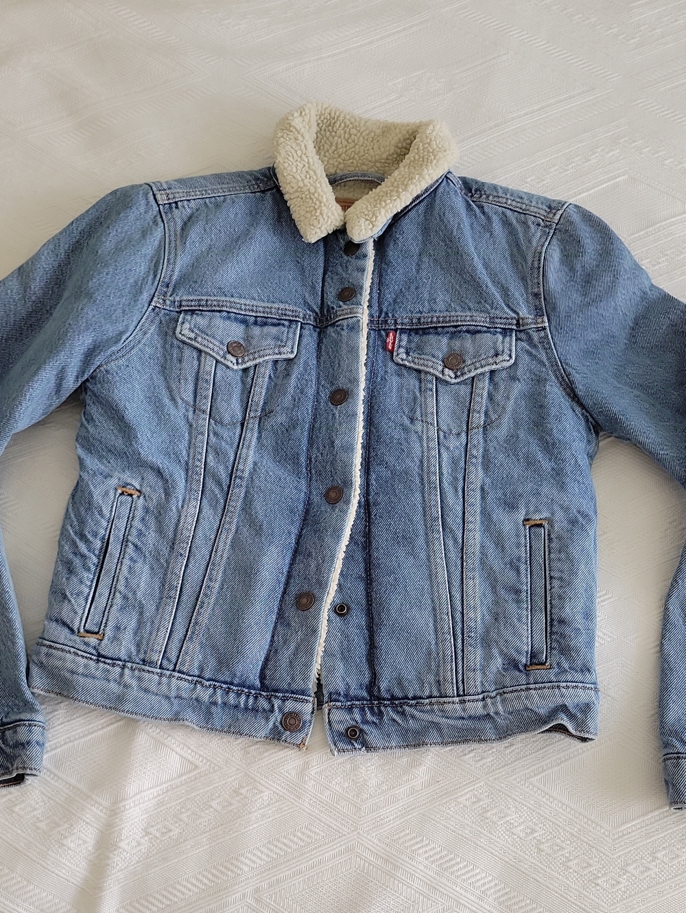 Levi's Blue Denim Jacket with Cream Sherpa Collar
